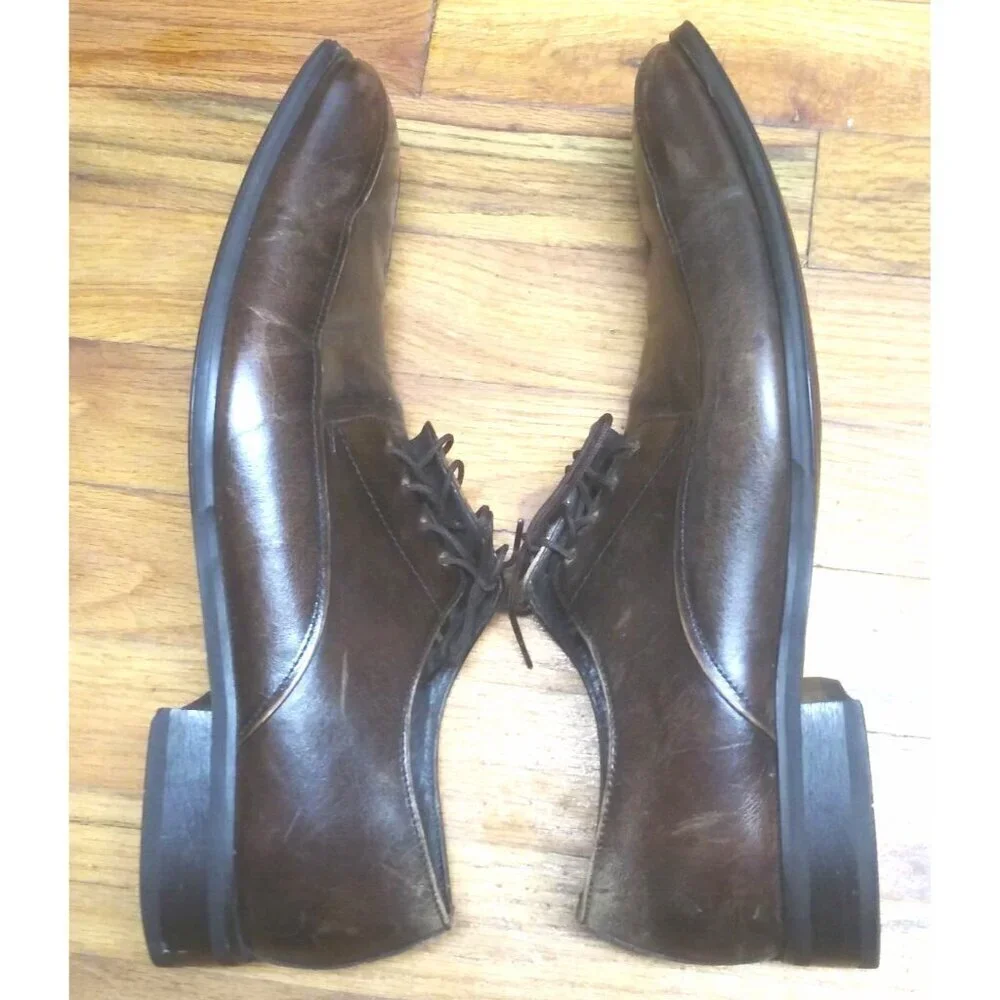 Stafford Men's Dress Shoes Braedon Brown Leather Oxford 12M 19963-8 Handcrafted
